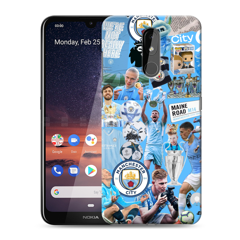 Силиконовый чехол на Nokia 3.2 с принтом Man City Манчестер Сити Силиконовый чехол на Nokia 3.2 с принтом Man City Манчестер Сити