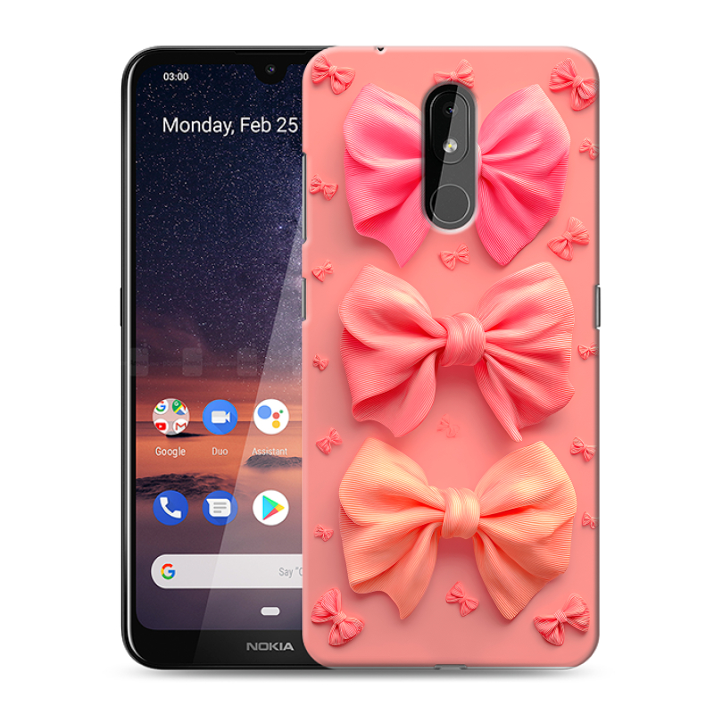 Силиконовый чехол на Nokia 3.2 с принтом Розовые бантики Силиконовый чехол на Nokia 3.2 с принтом Розовые бантики