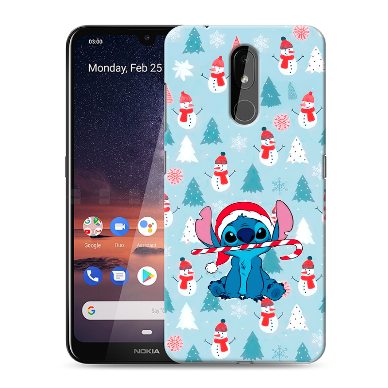 Силиконовый чехол на Nokia 3.2 с принтом Стич Новый год Силиконовый чехол на Nokia 3.2 с принтом Стич Новый год