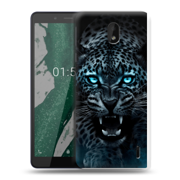 Силиконовый чехол на Nokia 1 Plus с принтом Темный леопард