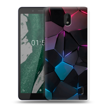Силиконовый чехол на Nokia 1 Plus с принтом Геометрия неона