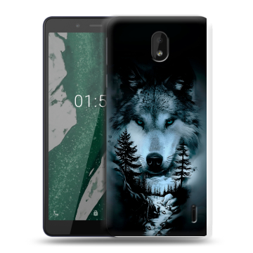 Силиконовый чехол на Nokia 1 Plus с принтом Лесной волк