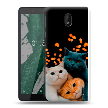 Силиконовый чехол на Nokia 1 Plus с принтом Кошки