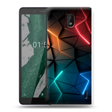Силиконовый чехол на Nokia 1 Plus с принтом Абстракция неон