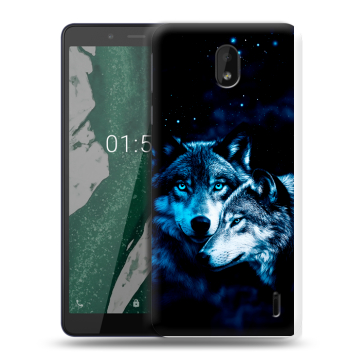 Силиконовый чехол на Nokia 1 Plus с принтом Волки