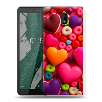 Силиконовый чехол на Nokia 1 Plus с принтом Сердечки