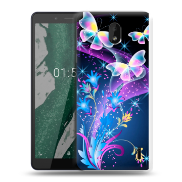 Силиконовый чехол на Nokia 1 Plus с принтом Бабочки