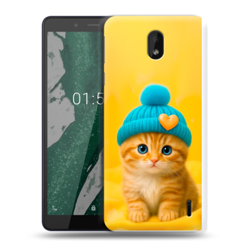 Силиконовый чехол на Nokia 1 Plus с принтом Котенок в шапке