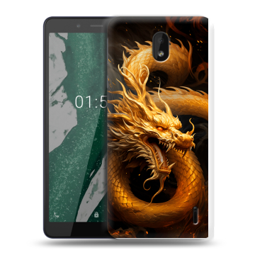 Силиконовый чехол на Nokia 1 Plus с принтом Золотой дракон Силиконовый чехол на Nokia 1 Plus с принтом Золотой дракон