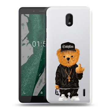 Силиконовый чехол на Nokia 1 Plus с принтом Мишка