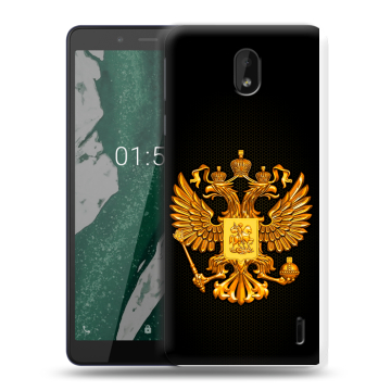 Силиконовый чехол на Nokia 1 Plus с принтом Герб России желтый