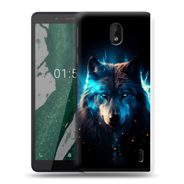 Силиконовый чехол на Nokia 1 Plus с принтом Волк ночной