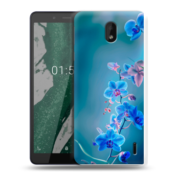 Силиконовый чехол на Nokia 1 Plus с принтом Голубые цветы