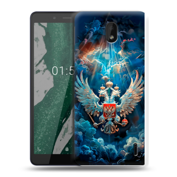 Силиконовый чехол на Nokia 1 Plus с принтом Герб флаг России