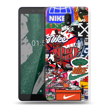 Силиконовый чехол на Nokia 1 Plus с принтом Найк Nike яркий