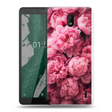 Силиконовый чехол на Nokia 1 Plus с принтом цветы пионы