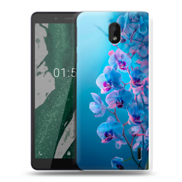 Силиконовый чехол на Nokia 1 Plus с принтом голубые орхидеи