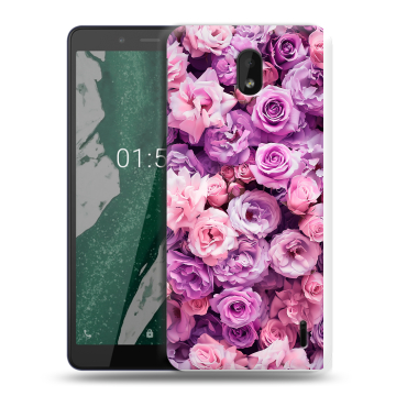 Силиконовый чехол на Nokia 1 Plus с принтом лавандовые розы Силиконовый чехол на Nokia 1 Plus с принтом лавандовые розы