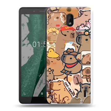 Силиконовый чехол на Nokia 1 Plus с принтом капибара