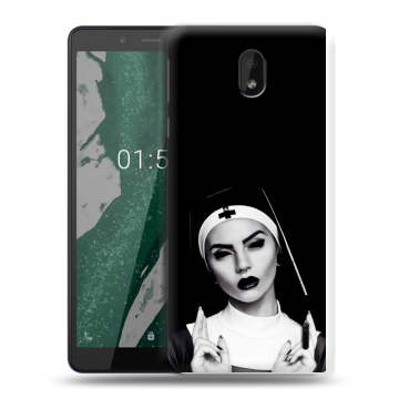 Силиконовый чехол на Nokia 1 Plus с принтом монашка
