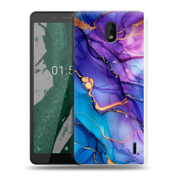 Силиконовый чехол на Nokia 1 Plus с принтом синий мрамор
