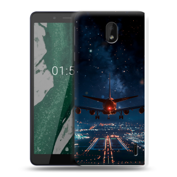 Силиконовый чехол на Nokia 1 Plus с принтом самолет