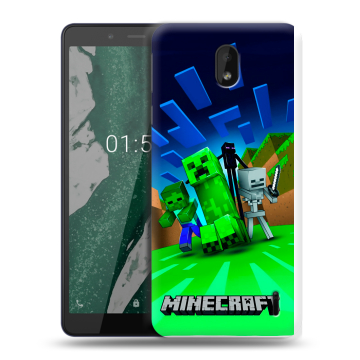 Силиконовый чехол на Nokia 1 Plus с принтом Майнкрафт Силиконовый чехол на Nokia 1 Plus с принтом Майнкрафт