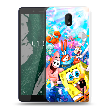 Силиконовый чехол на Nokia 1 Plus с принтом спанчбоб спанч боб