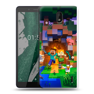 Силиконовый чехол на Nokia 1 Plus с принтом Майнкрафт Minecraft Силиконовый чехол на Nokia 1 Plus с принтом Майнкрафт Minecraft