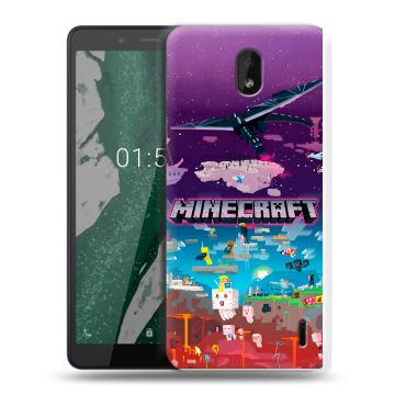 Силиконовый чехол на Nokia 1 Plus с принтом Майнкрафт Minecraft