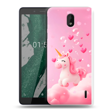 Силиконовый чехол на Nokia 1 Plus с принтом Единорог
