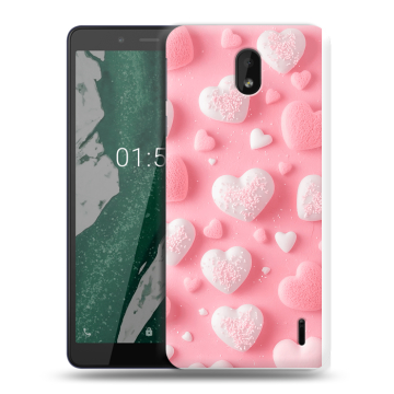 Силиконовый чехол на Nokia 1 Plus с принтом Сердечки