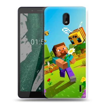 Силиконовый чехол на Nokia 1 Plus с принтом Майнкрафт Minecraft