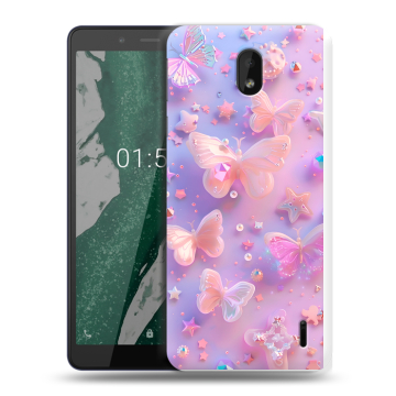 Силиконовый чехол на Nokia 1 Plus с принтом Бабочки