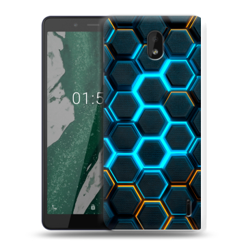 Силиконовый чехол на Nokia 1 Plus с принтом Неоновые соты Силиконовый чехол на Nokia 1 Plus с принтом Неоновые соты