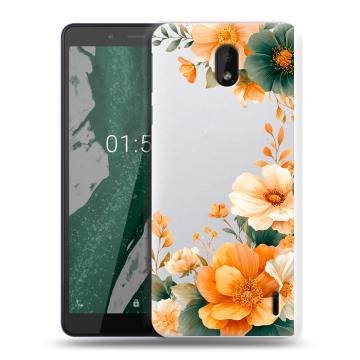 Силиконовый чехол на Nokia 1 Plus с принтом Цветы принт Силиконовый чехол на Nokia 1 Plus с принтом Цветы принт