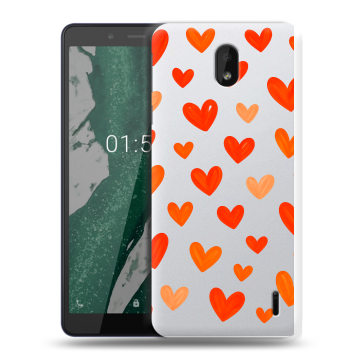 Силиконовый чехол на Nokia 1 Plus с принтом Сердечки Силиконовый чехол на Nokia 1 Plus с принтом Сердечки