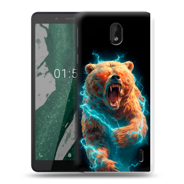 Силиконовый чехол на Nokia 1 Plus с принтом Медведь Силиконовый чехол на Nokia 1 Plus с принтом Медведь