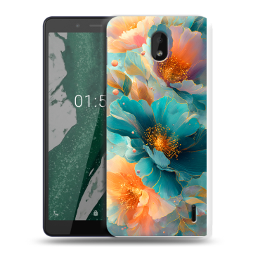 Силиконовый чехол на Nokia 1 Plus с принтом Цветы Силиконовый чехол на Nokia 1 Plus с принтом Цветы
