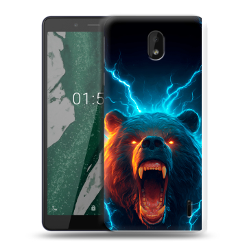 Силиконовый чехол на Nokia 1 Plus с принтом Медведь