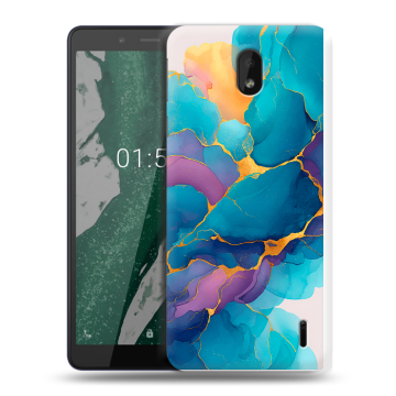 Силиконовый чехол на Nokia 1 Plus с принтом Мрамор блестки