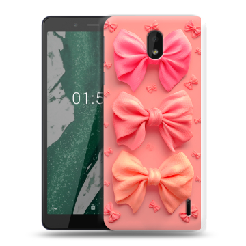 Силиконовый чехол на Nokia 1 Plus с принтом Розовые бантики