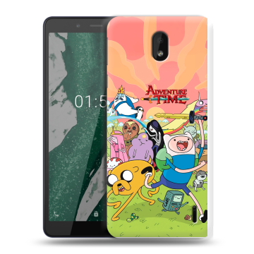 Силиконовый чехол на Nokia 1 Plus с принтом Adventure time Время приключений