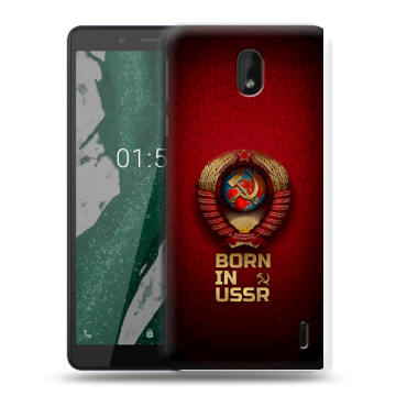 Силиконовый чехол на Nokia 1 Plus с принтом Флаг Герб СССР