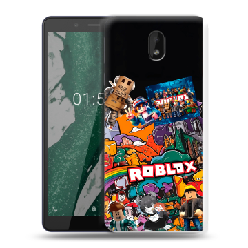 Силиконовый чехол на Nokia 1 Plus с принтом Roblox Роблокс