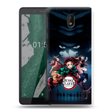 Силиконовый чехол на Nokia 1 Plus с принтом Demon Slayer Клинок рассекающий демонов