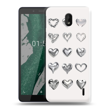 Силиконовый чехол на Nokia 1 Plus с принтом Y2K сердечки