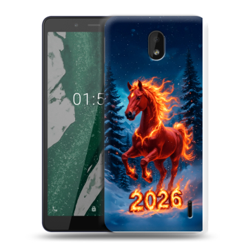 Силиконовый чехол на Nokia 1 Plus с принтом Новый год коня Силиконовый чехол на Nokia 1 Plus с принтом Новый год коня