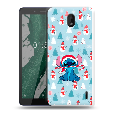 Силиконовый чехол на Nokia 1 Plus с принтом Стич Новый год Силиконовый чехол на Nokia 1 Plus с принтом Стич Новый год