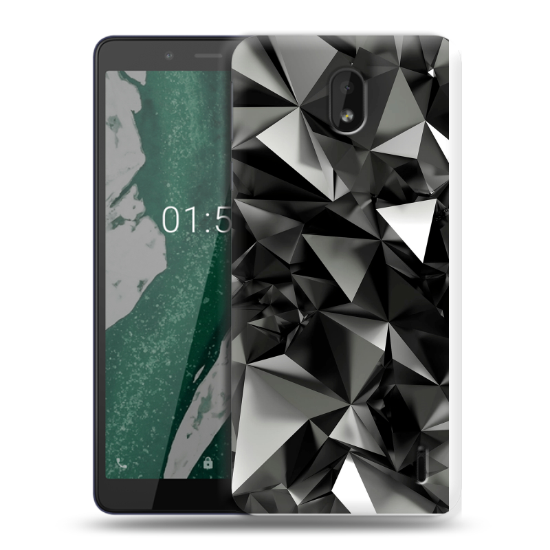 Силиконовый чехол на Nokia 1 Plus с принтом Черные кристаллы Силиконовый чехол на Nokia 1 Plus с принтом Черные кристаллы